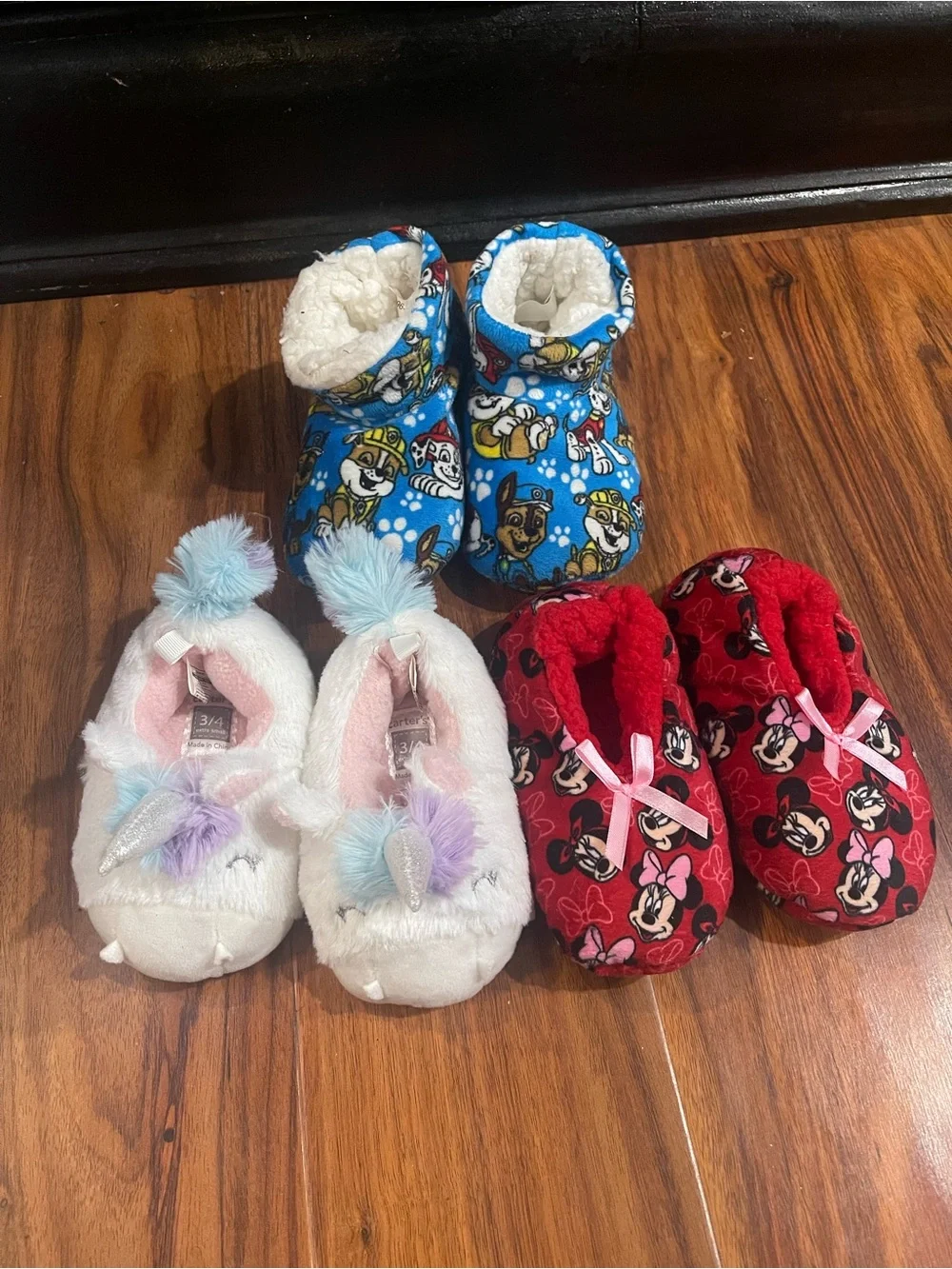 Paw Patrol , Carters Unicorn 3/4 and Minnie Mouse Baby Footies with Lining